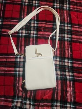 LOULU Cream Crossbody Phone Bag with Gold Hardware